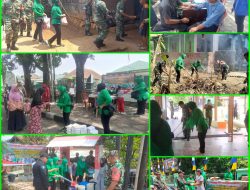 Ketua Persit KCK Cabang XXIX Dim 0619/Purwakarta bersama Pengurus Bagikan Nasi Kotak Kepada Warga tidak Mampu