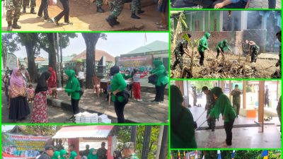 Ketua Persit KCK Cabang XXIX Dim 0619/Purwakarta bersama Pengurus Bagikan Nasi Kotak Kepada Warga tidak Mampu