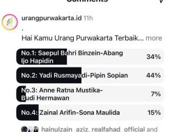 Polling Debat Kandidat Calon Bupati dan Wakil Bupati Purwakarta 2024 di urangpurwakarta.id, Pasangan Yadi-Pipin Unggul 44 persen
